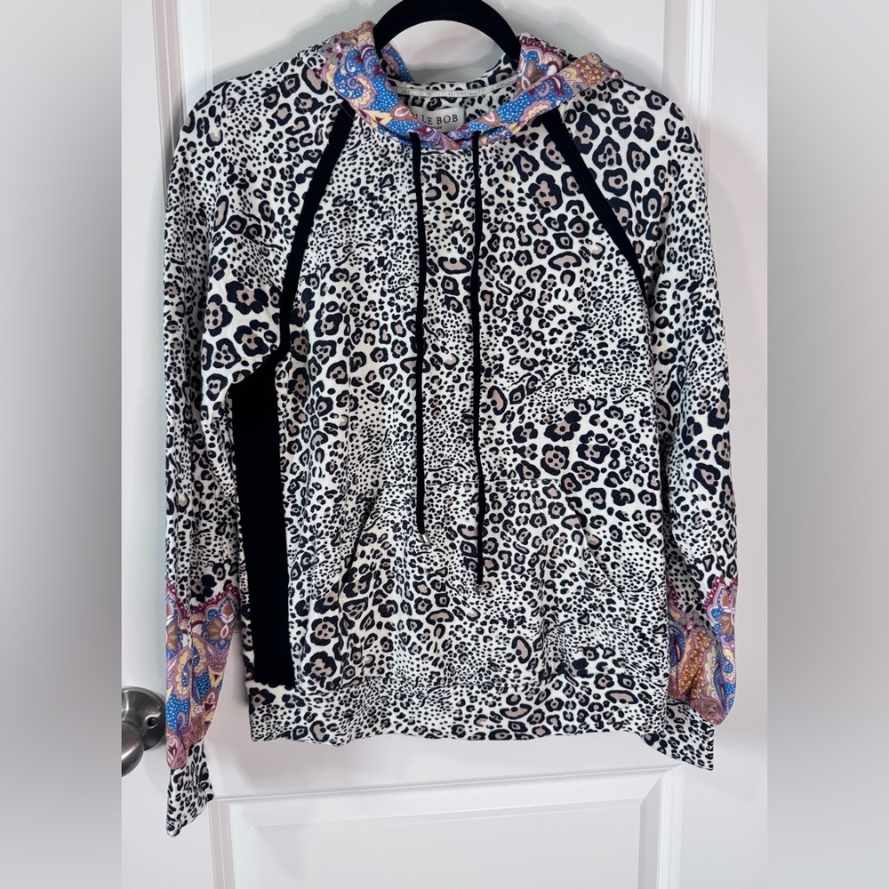 NWT-Hale Bob Multicolor Leopard Print Hoodie-Size Small